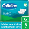 Pañales de Adulto Cotidian Clásico Incontinencia Fuerte 8 unid. talla G